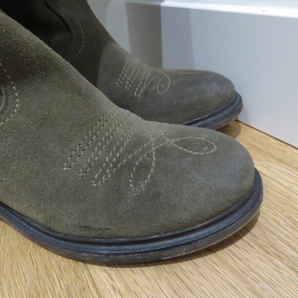 FREE PEOPLE Arya Olive Green Suede Knee High Riding Campus Boots Shoes Western - Picture 4 of 13